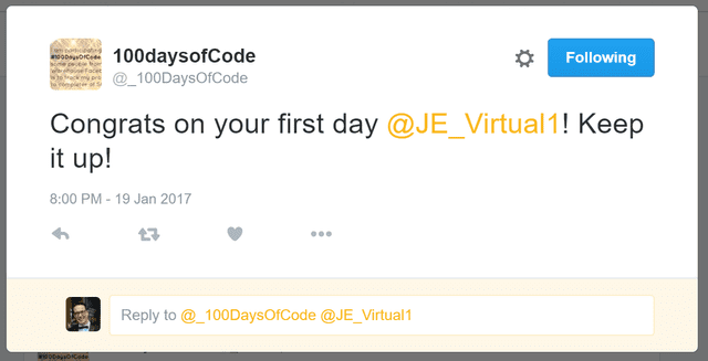 100daysofcodetweet